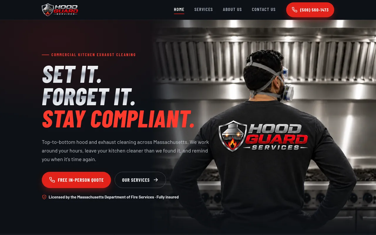 Hood Guard Services website